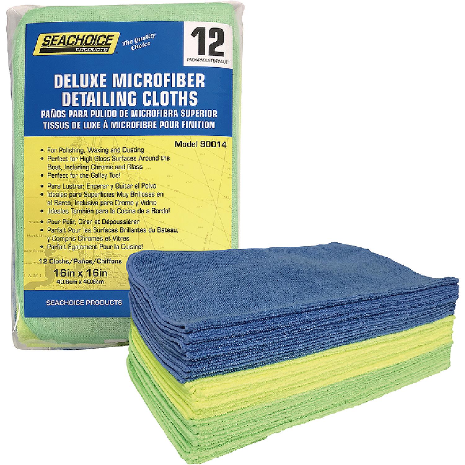 Deluxe Microfiber Detailing 16in x 16in Cloths, 12/PK