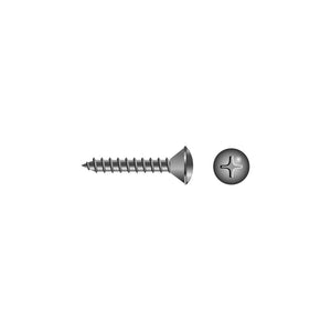 #10 x 1-1/2in 18-8 Stainless Steel Phillips Oval Head Tapping Screw, 100/PK