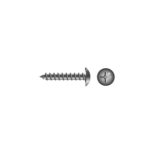 #10 x 1/2in 18-8 Stainless Steel Phillips Truss Head Tapping Screw, 100/PK
