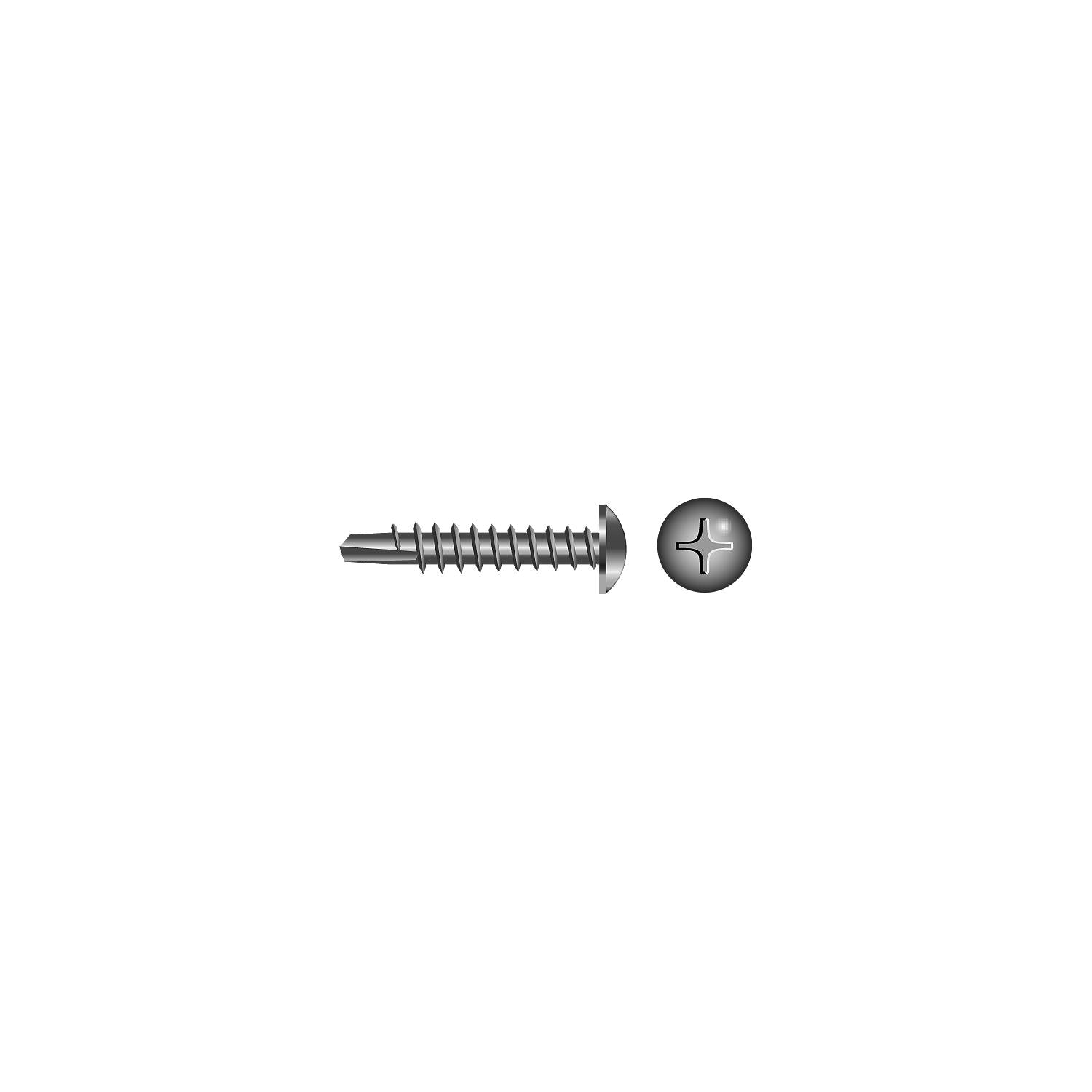 #10 x 1in 410 Stainless Steel Phillips Pan Head Self Drilling Screw, 100/PK