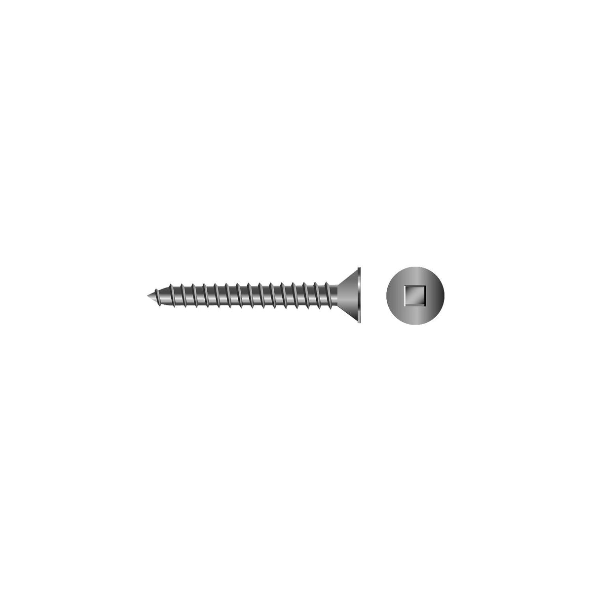 #10 x 1-1/4in 18-8 Stainless Steel Square Flat Head Tapping Screw, 100/PK