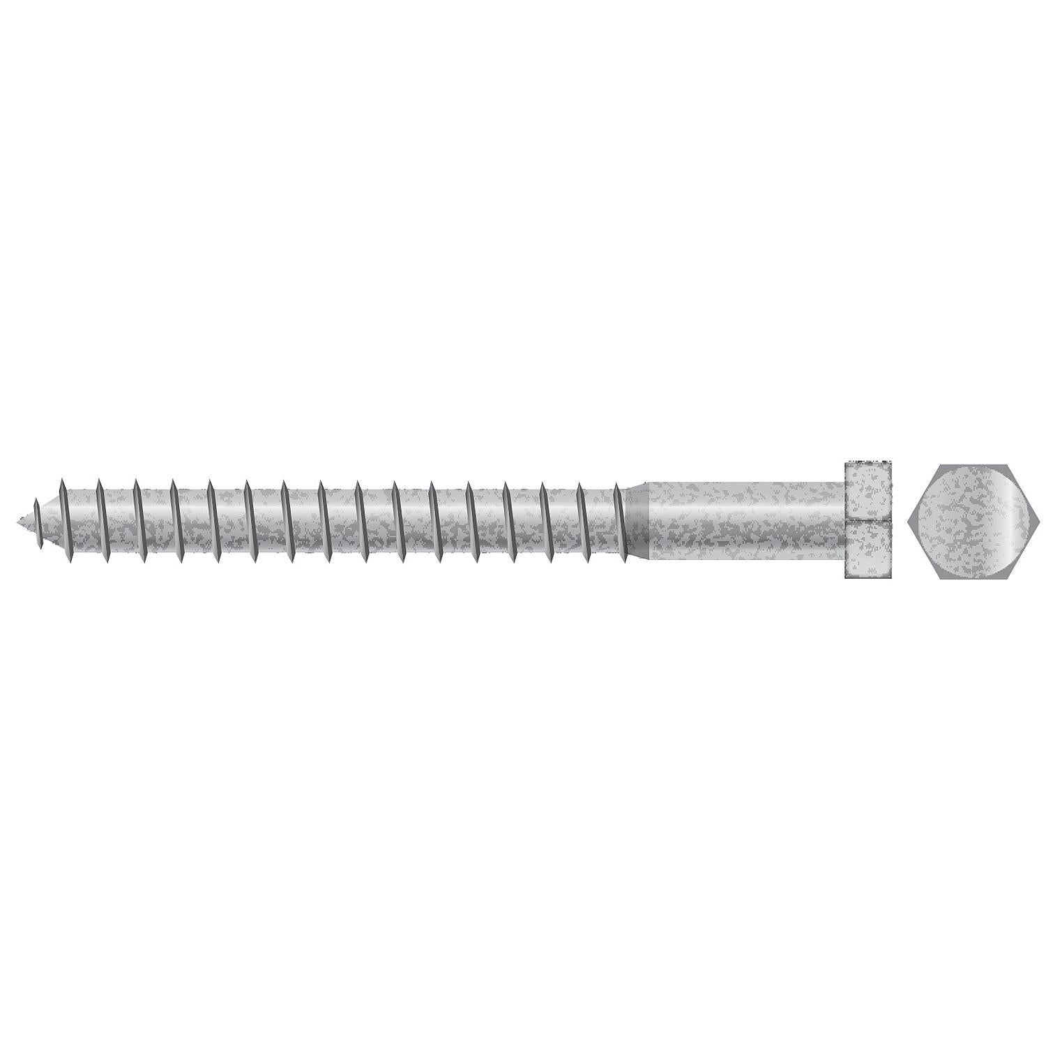 3/8 x 4in Galvanized Lag Screw, 25/PK