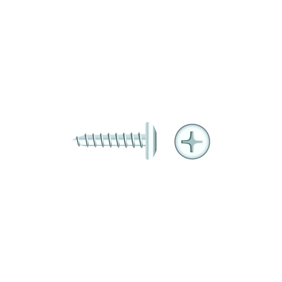 #10 x 1/2in Chrome Plated 18-8 Stainless Steel Phillips Pan Head Tapping Screw, 50/PK
