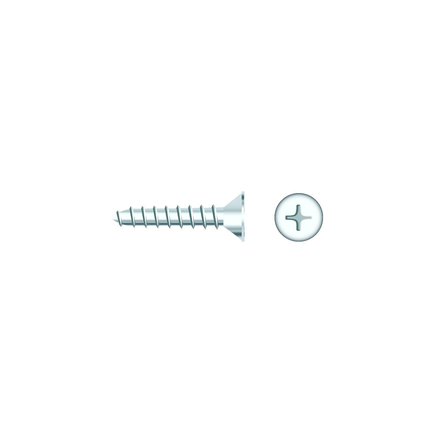 #6 x 3/4in Chrome Plated 18-8 Stainless Steel Phillips Flat Head Tapping Screw, 50/PK