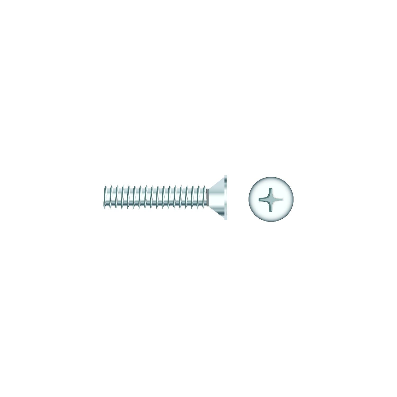1/4-20 x 2in Chrome Plated 18-8 Stainless Steel Phillips Flat Head Machine Screw, 25/PK