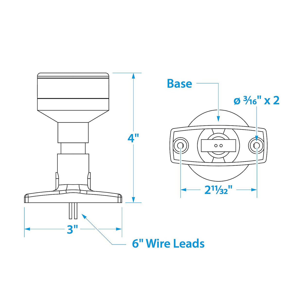 Fixed LED Vertical All-Round Light, 4in