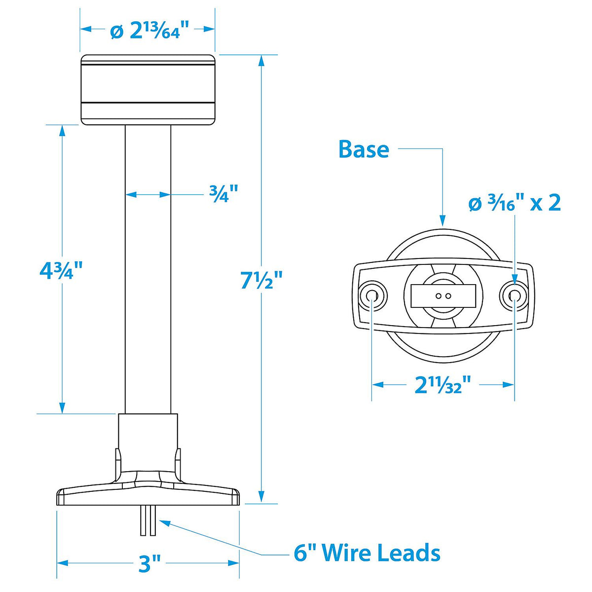 Fixed LED Vertical All-Round Light, 8in