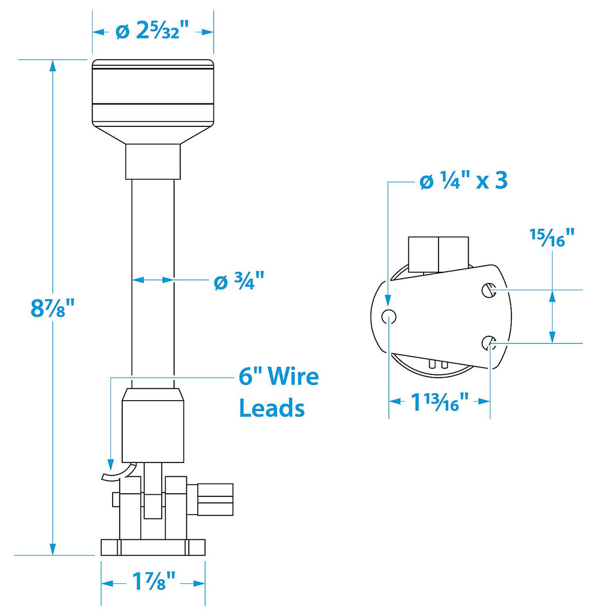 Fold-Down LED Vertical All-Round Light, 8-7/8in Height