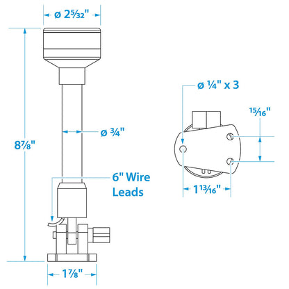 Fold-Down LED Vertical All-Round Light, 8-7/8in Height