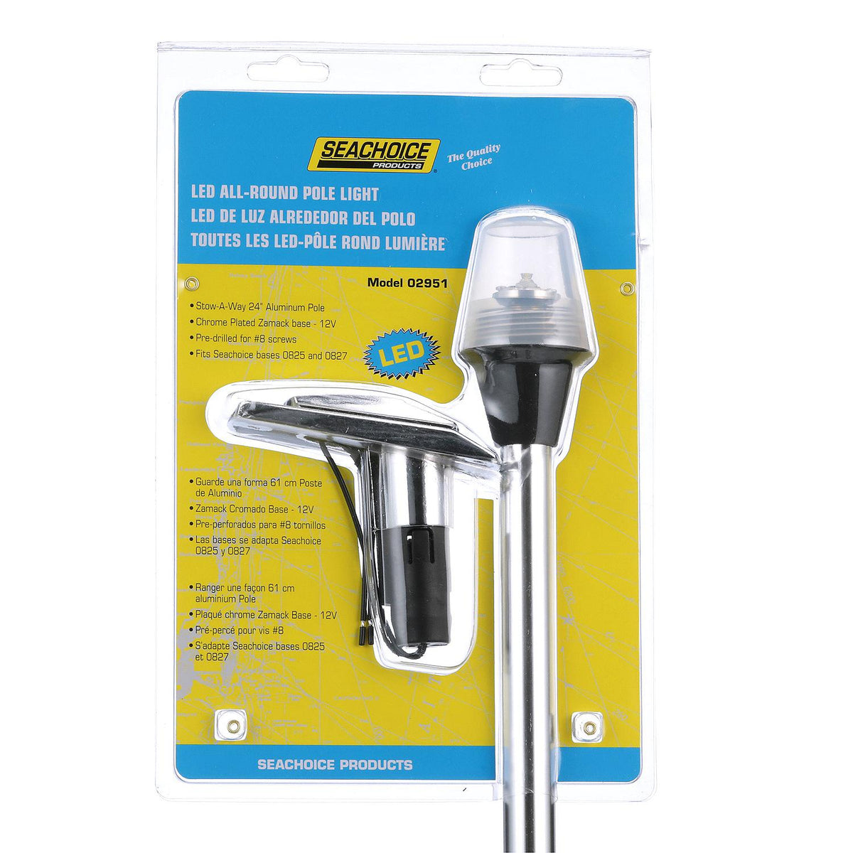LED All-Round Light, Aluminum Tubing, 24in w/ Chrome Base