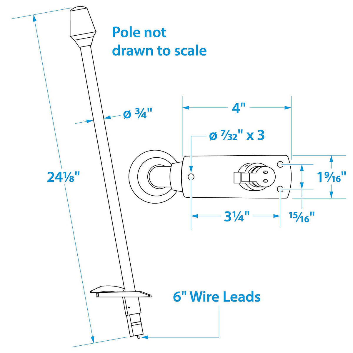 LED All-Round Light, Aluminum Tubing, 24in w/ Chrome Base