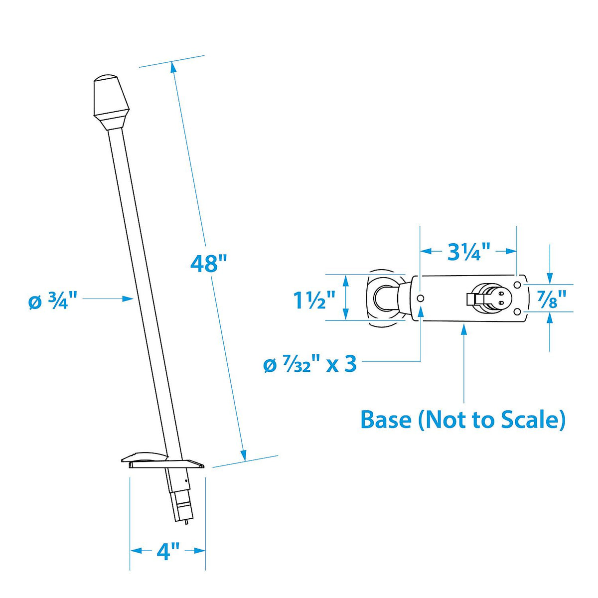 LED All-Round Light, Aluminum Tubing, 48in w/ Chrome Base