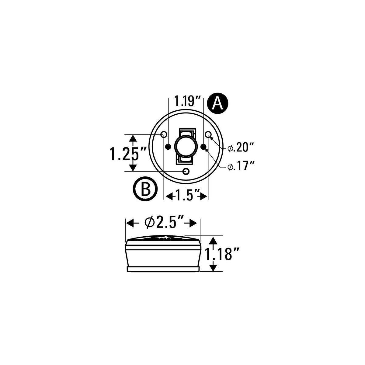 LED All-Round Waketower Navigation Light, 2.5in x 1.2in