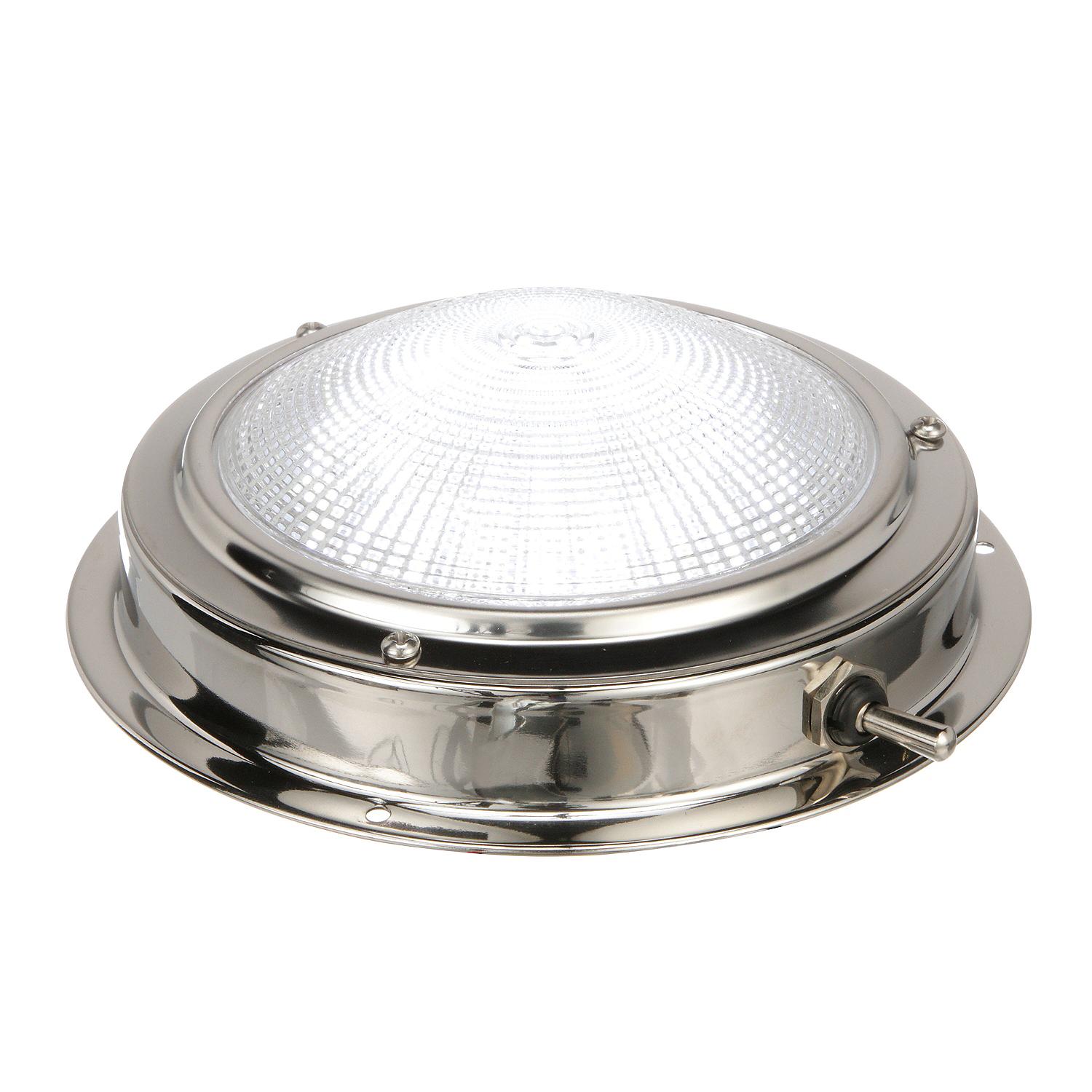LED Surface-Mount Dome Light, Bright White, Stainless Steel Flange, 4 in. Dia