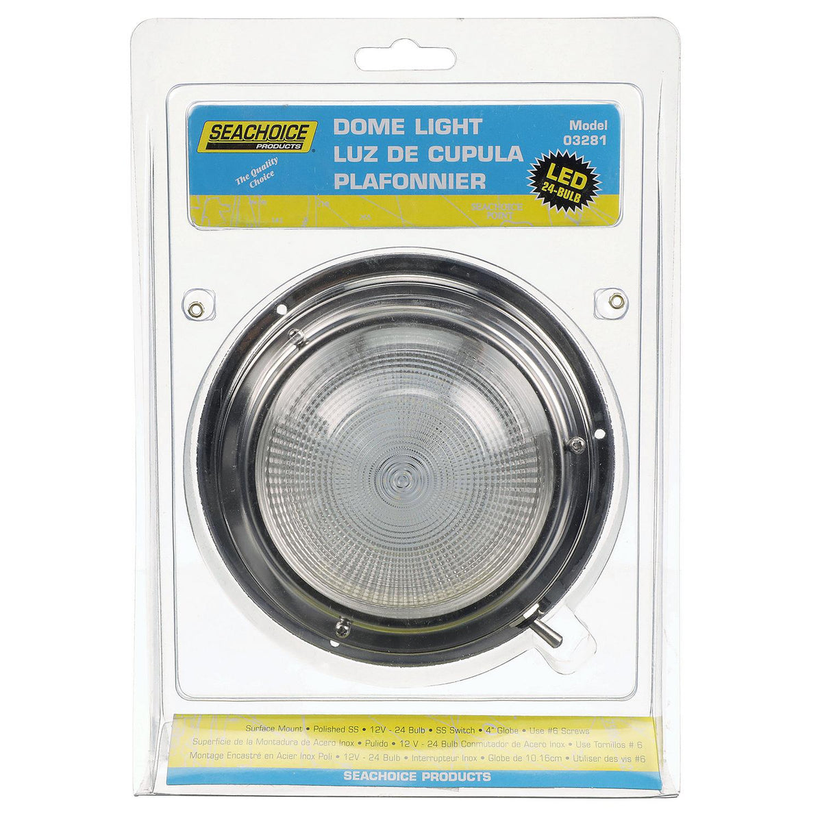 LED Surface-Mount Dome Light, Bright White, Stainless Steel Flange, 4 in. Dia