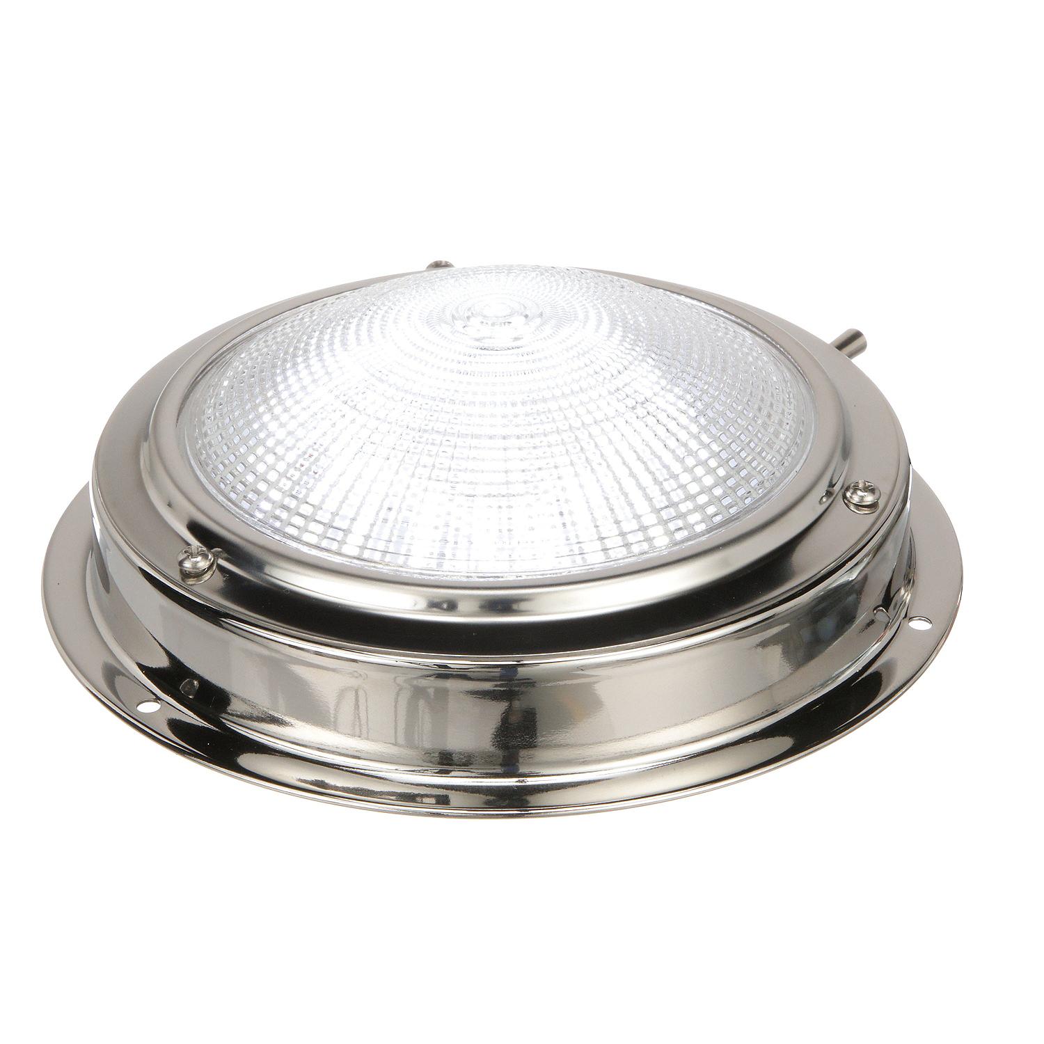 LED Surface-Mount Dome Light, Bright White, Stainless Steel Flange, 5 in. Dia