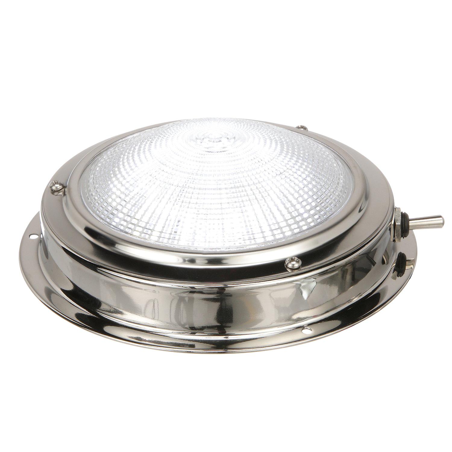 LED Surface-Mount Dome Light, Bright White, Stainless Steel Flange, 5 in. Dia