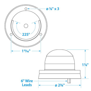 Round Bi-Color Bow Light, Horizontal Mount, Stainless Steel