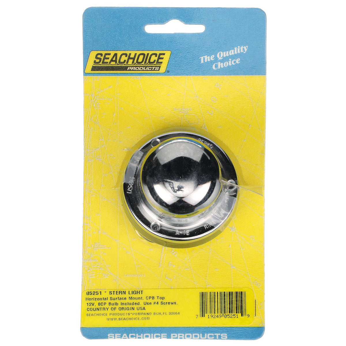 Stern Light, ChromePlated Brass, Clear Lens, Horizontal Mount