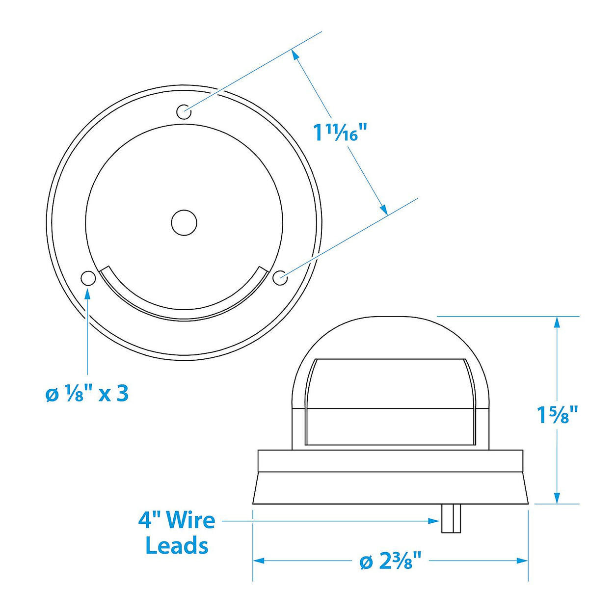 Stern Light, ChromePlated Brass, Clear Lens, Horizontal Mount