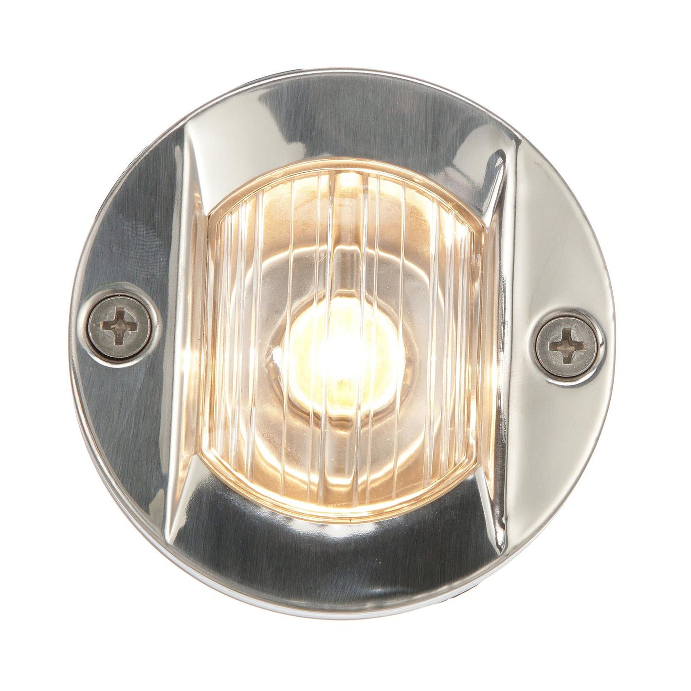 Transom Light w/ Stainless Steel Flange, Round/ Vertical Mount, 3in