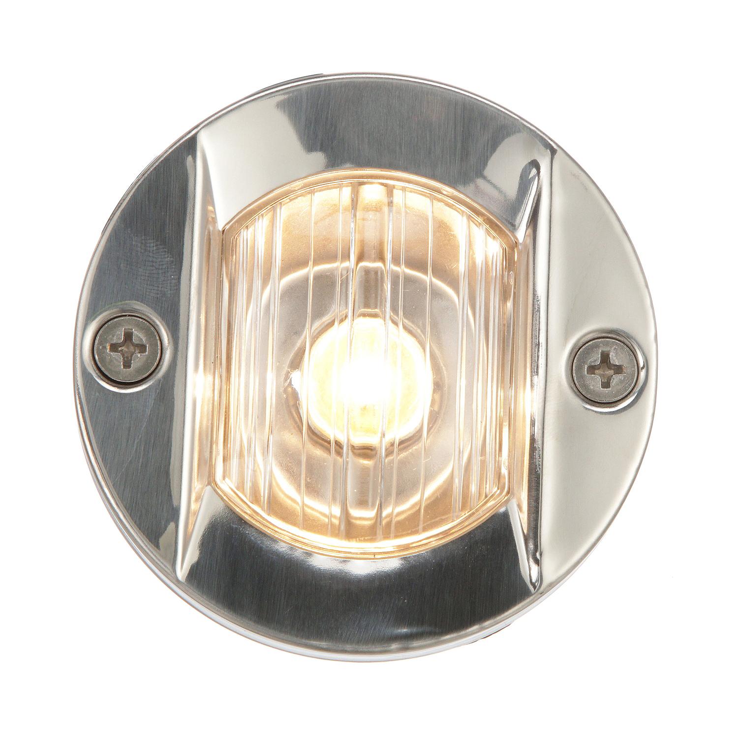 Transom Light w/ Stainless Steel Flange, Round/ Vertical Mount, 3in