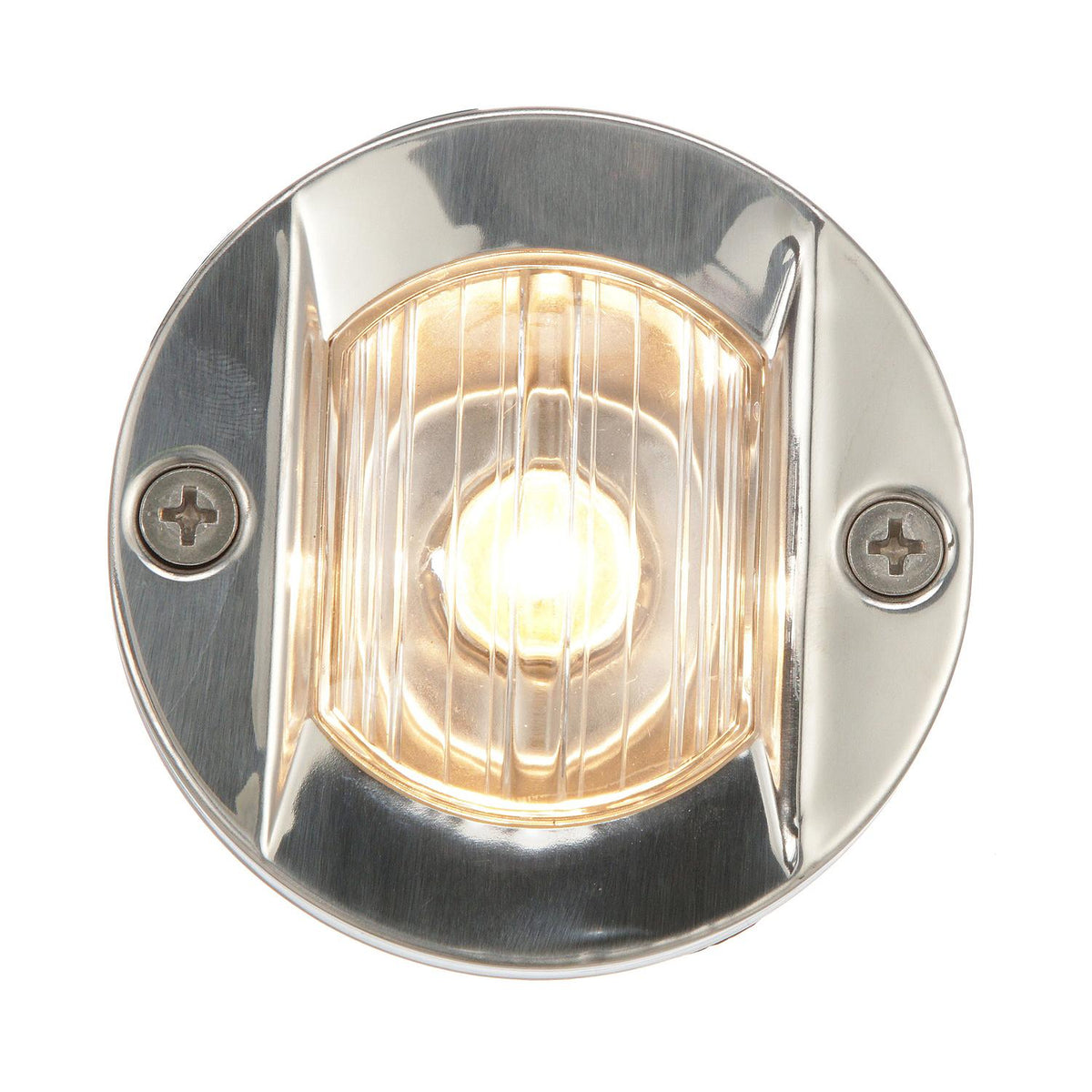 Transom Light w/ Stainless Steel Flange, Round/ Vertical Mount, 3in