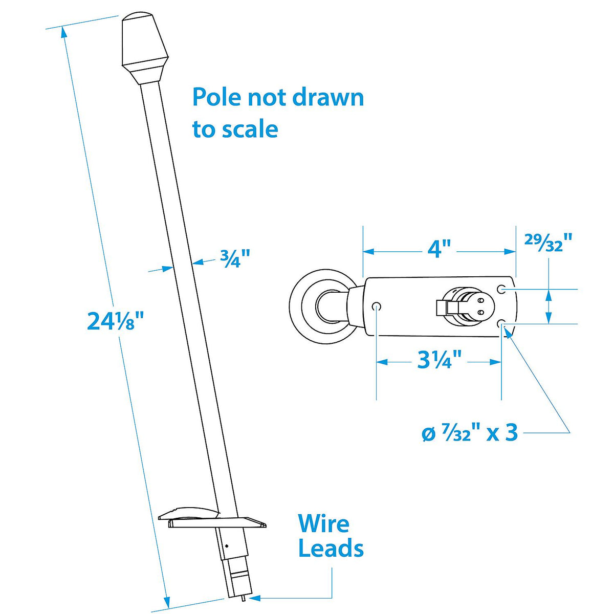 All-Round White Light w/  Base, Stow-A-Way, 24-1/8in