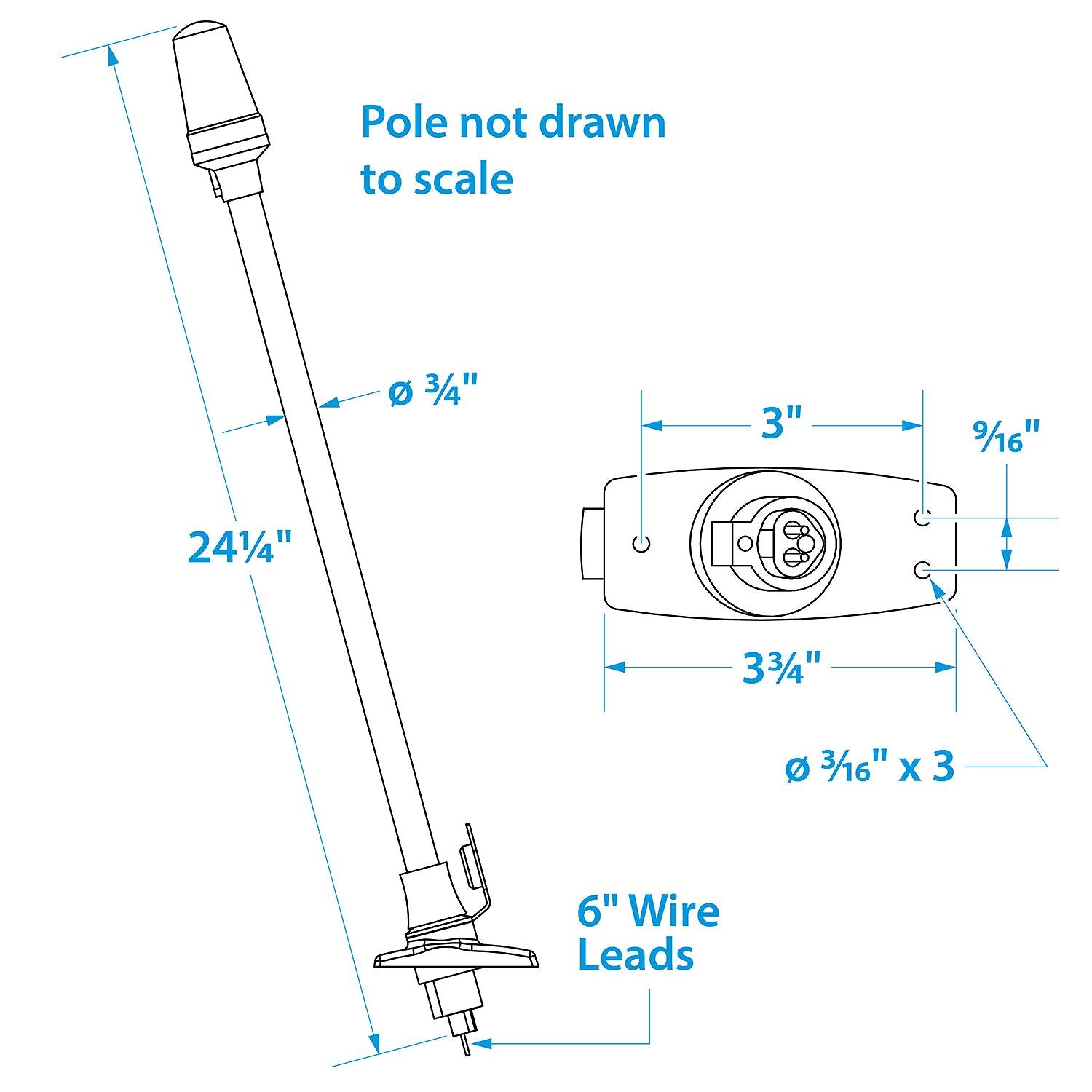 All-Round White Light w Base, Stow-A-Way, 24-1/8 In.