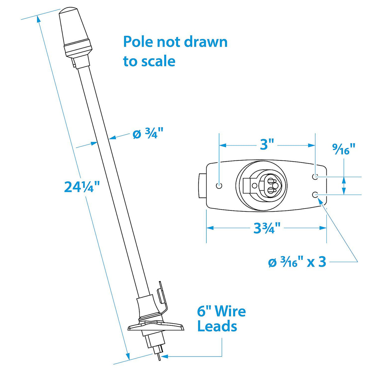 All-Round White Light w Base, Stow-A-Way, 24-1/8 In.