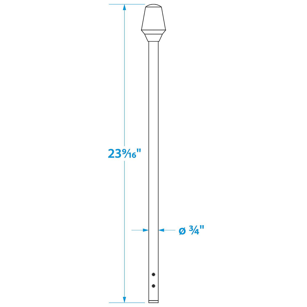 All-Round Spare White Pole, Aluminum, Stow-A-Way, 23-9/16 In.