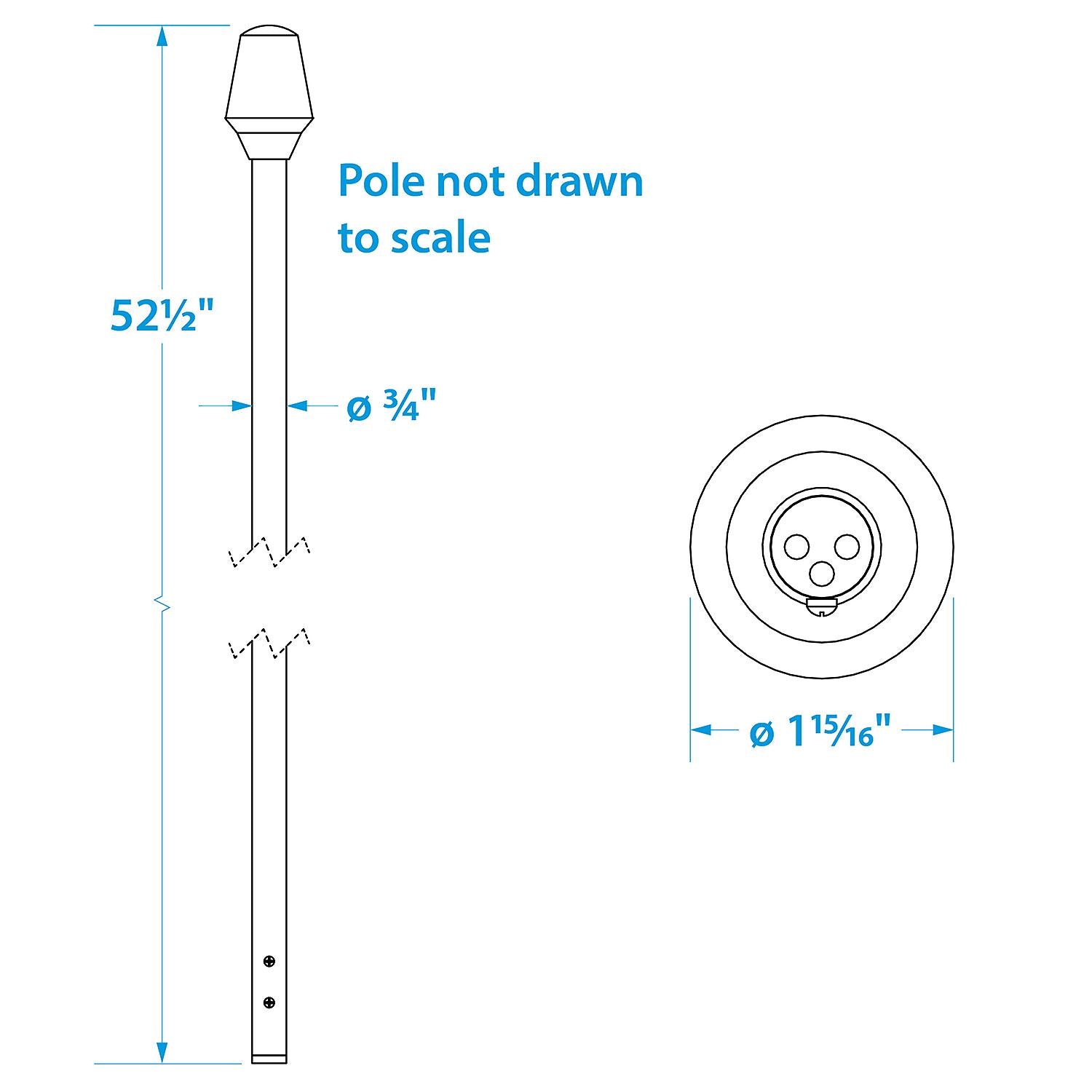 All-Round Spare White Pole, Aluminum, Stow-A-Way, 52-1/2 In.