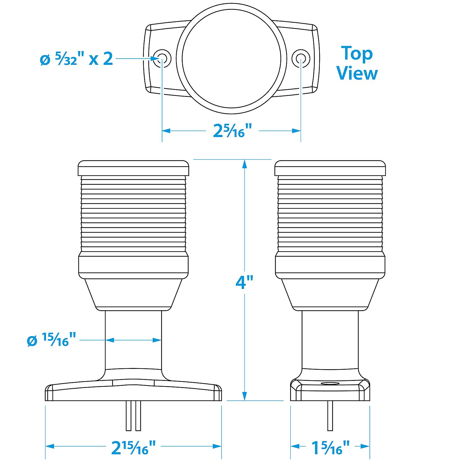 All-Round Fixed Vertical Mount Light,4 in. H