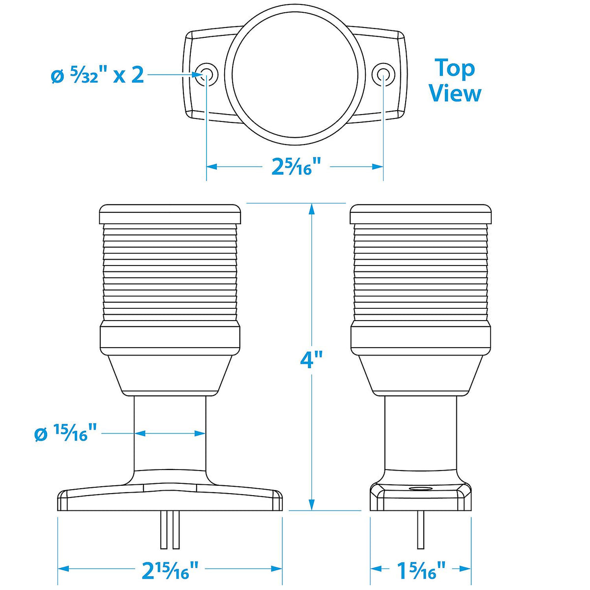 All-Round Fixed Vertical Mount Light,4 in. H