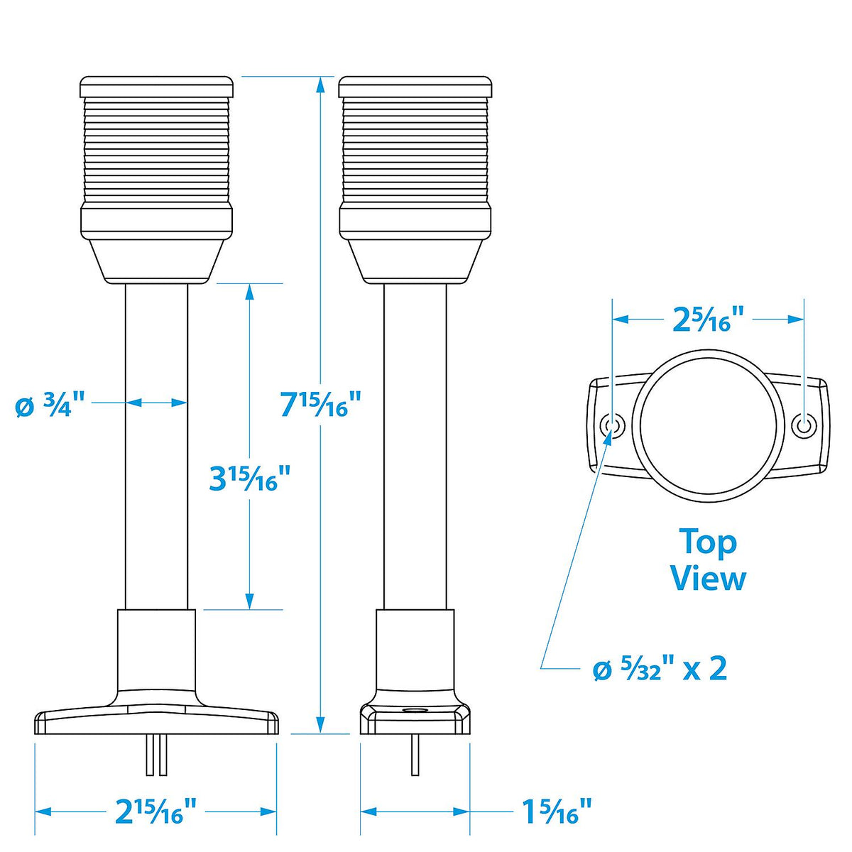 All-Round Fixed Vertical Mount Light,8 in. H