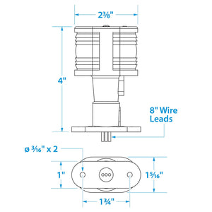 All-Around Masthead Light w/ Base, Fixed/ Vetical Mount, 4 in.