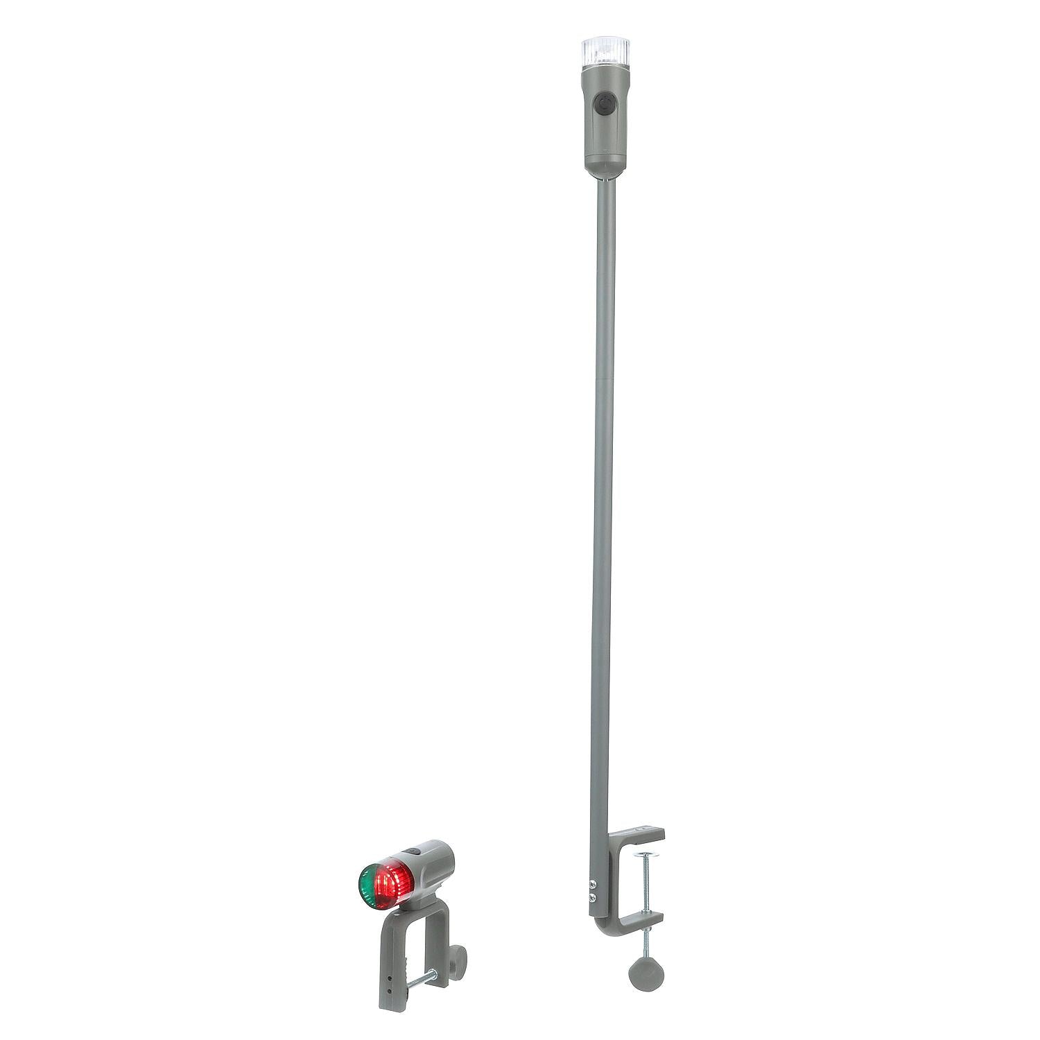 LED Portable Battery-Operated Nav Light Kit, Horizontal/ Verticle Clamp Mount, Grey
