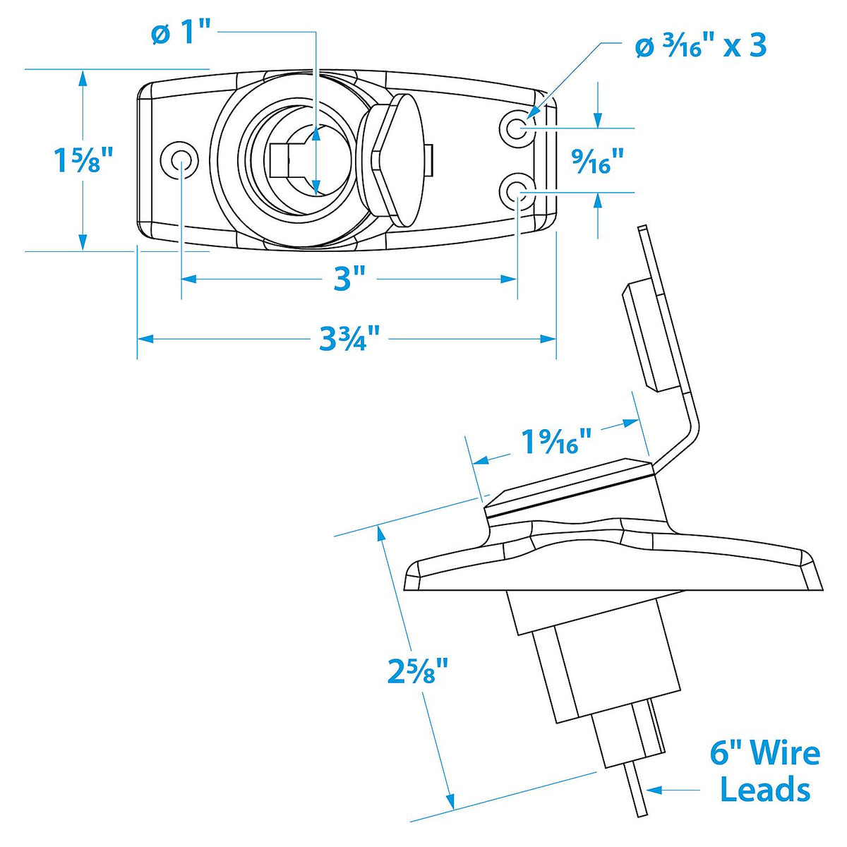 Spare Chrome-Plated Stern Light Base w/ Rubber Cover, Plug In Type