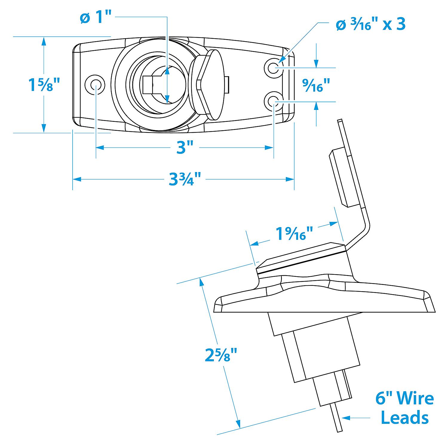 Spare Chrome-Plated Stern Light Base w/ Rubber Cover, Plug In Type