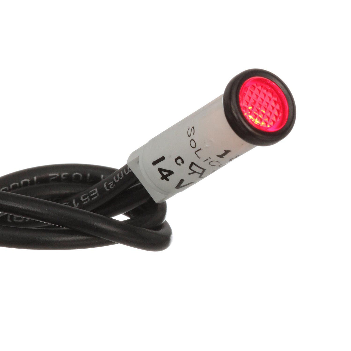 Incandescent Red Indicator Light, 14V, 6 in. Lead Wires, 5/16 in. Light