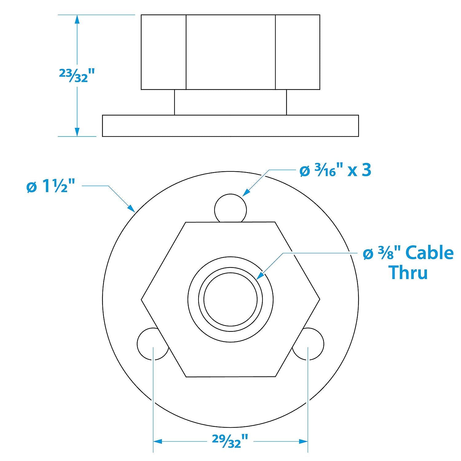 Chrome Plated Brass Cable Outlet - 3/8in