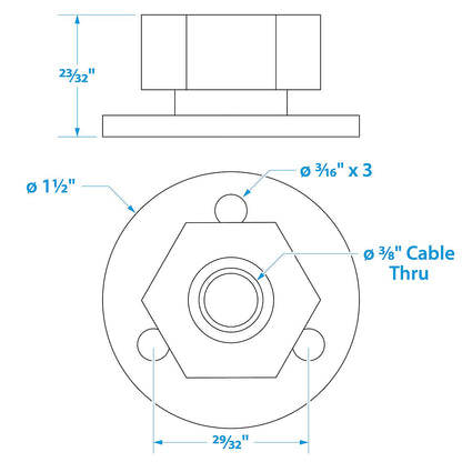 Chrome Plated Brass Cable Outlet - 3/8in