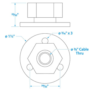Chrome Plated Brass Cable Outlet - 3/8in