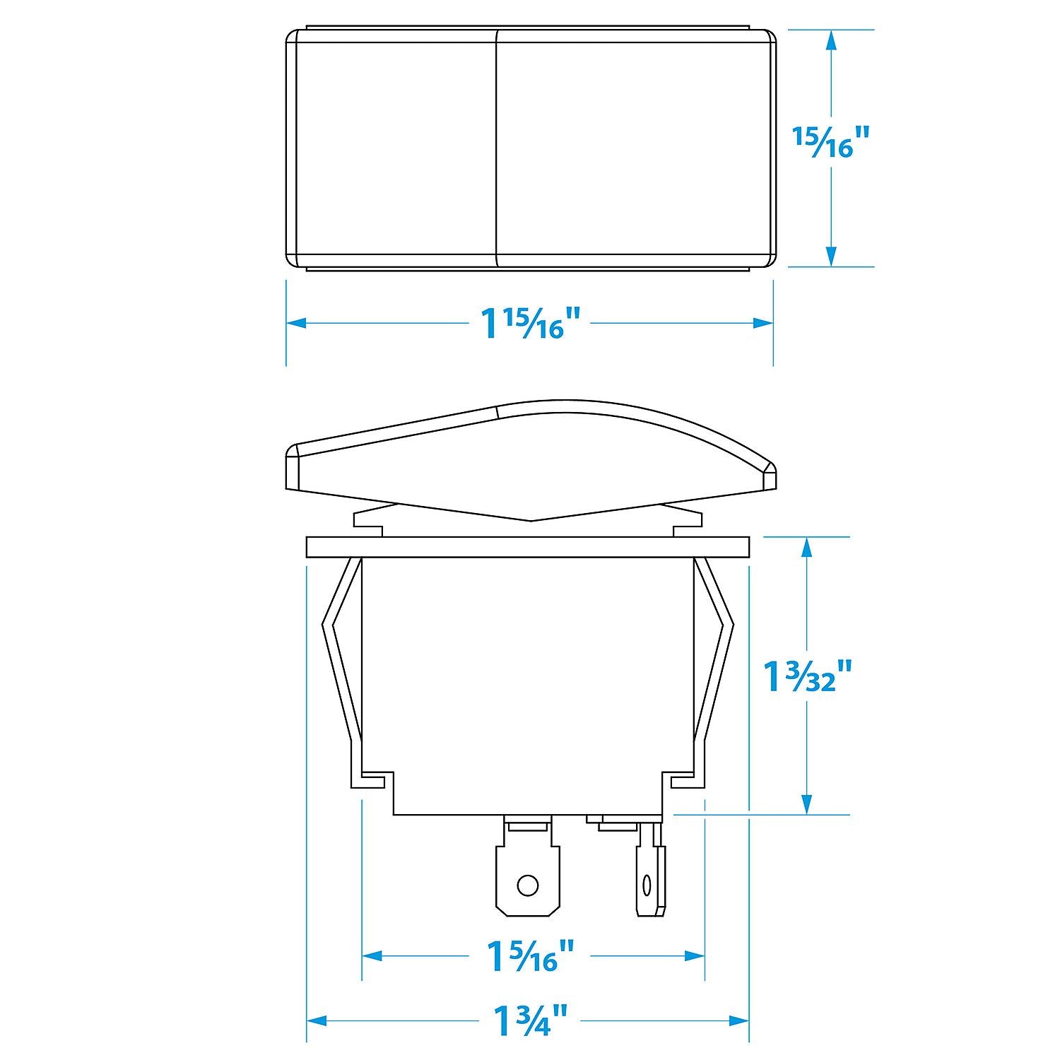 Non-Illuminated Rocker Switch, ON-OFF SPST Black