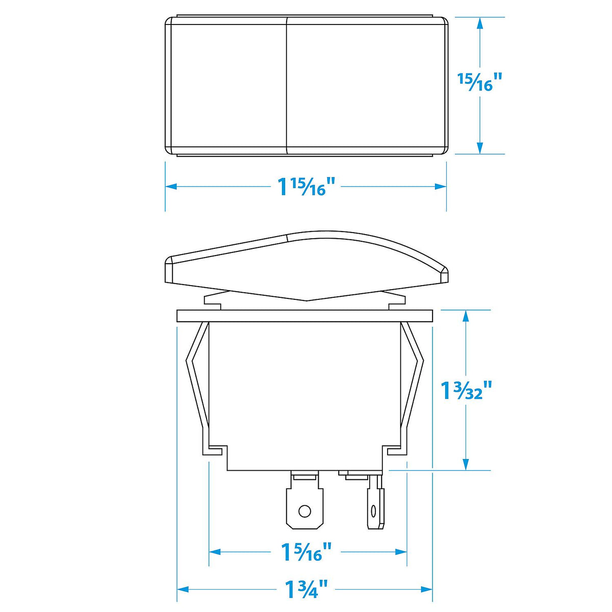 Non-Illuminated Rocker Switch, ON-OFF SPST Black