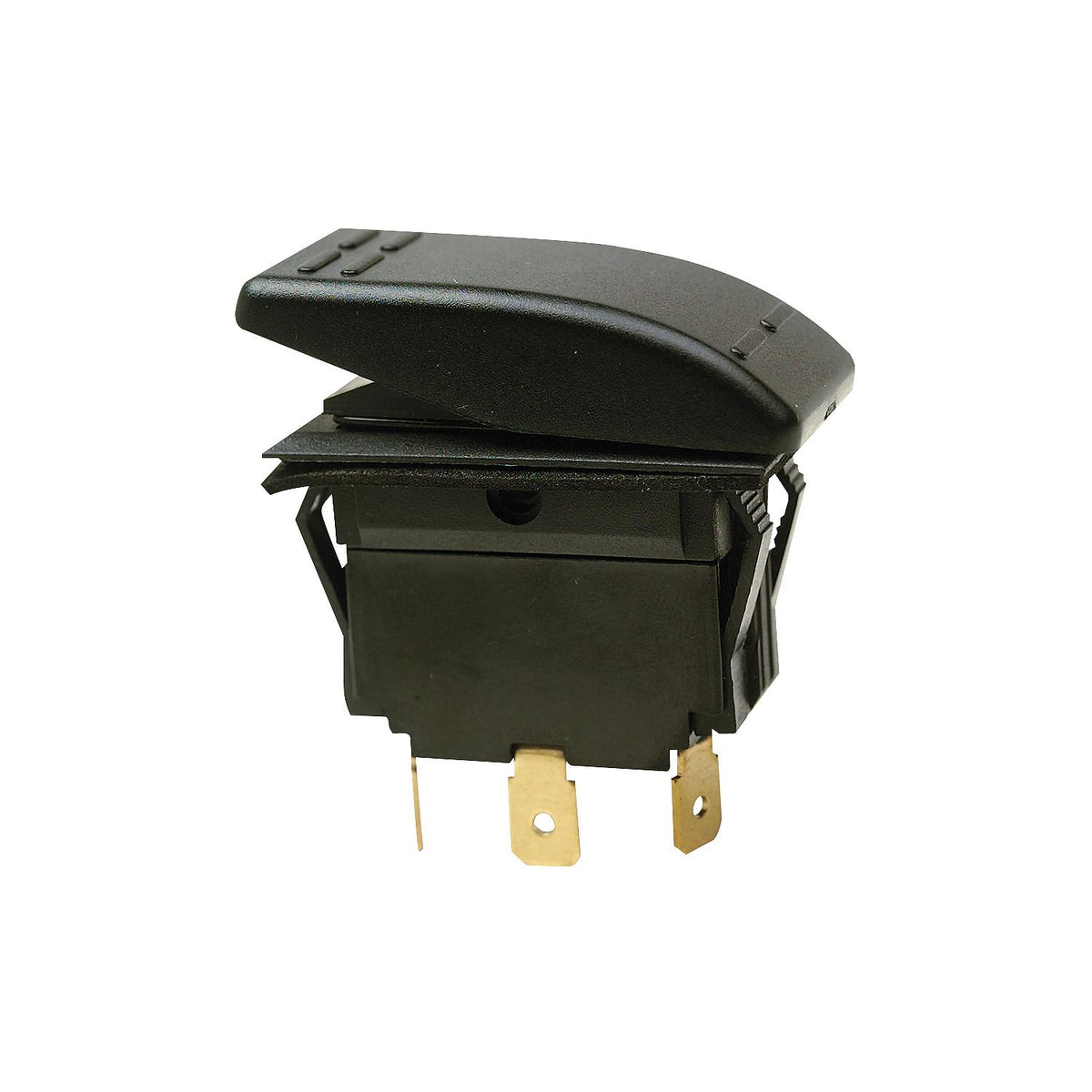 Non-Illuminated Rocker Switch, ON-OFF-ON DPDT Black