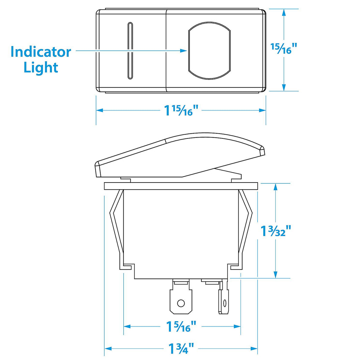 Illuminated Rocker Switch, ON-OFF SPST Black