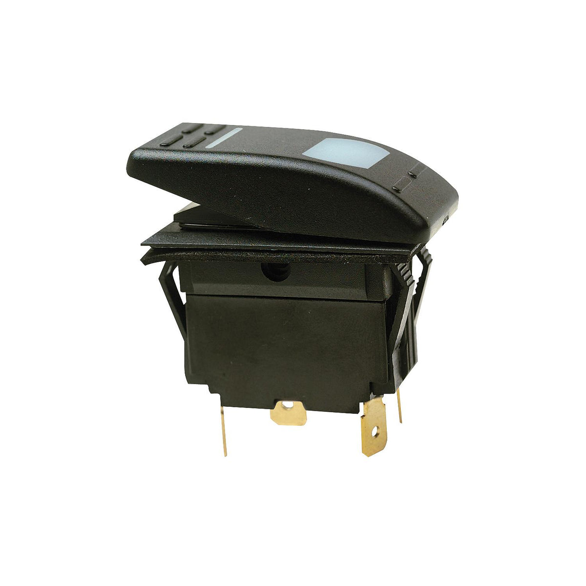 Illuminated Rocker Switch, ON-OFF-ON SPDT Black