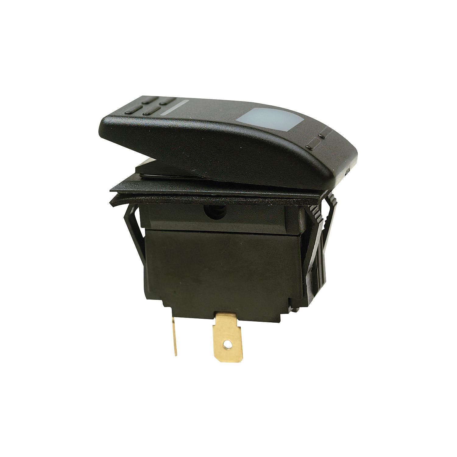 Illuminated Rocker Switch, ON-OFF-ON SPDT Black