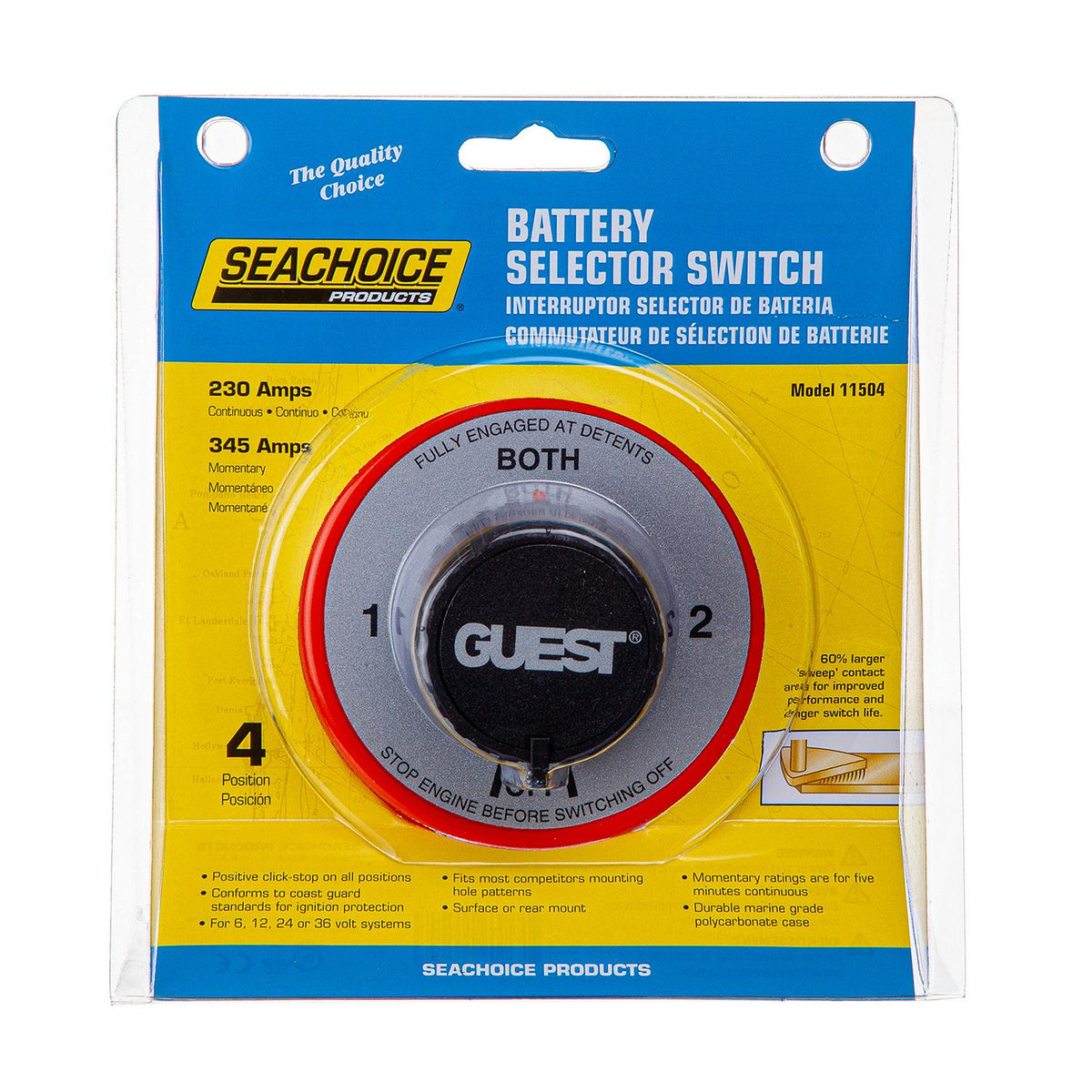 Battery Select Switch, 4 Positions 1/2/Both/Off, 5-1/2 in x 2-5/8in